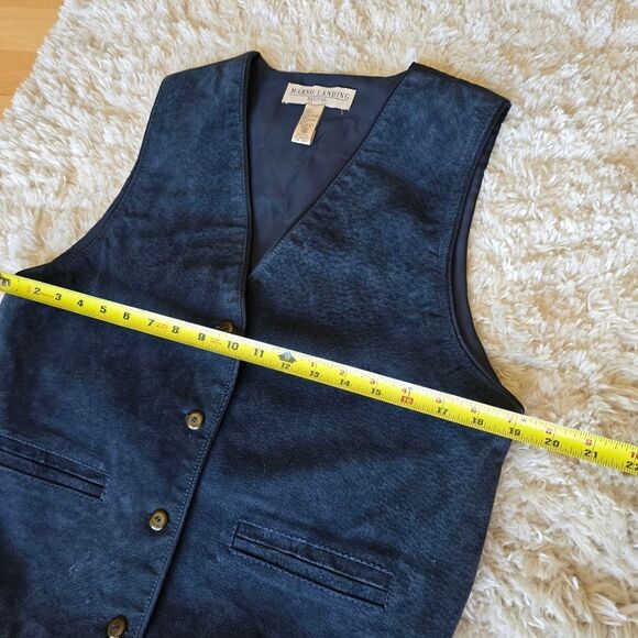 MARSH LANDING Petites Medium Unisex Womems Genuine Blue Leather Vest Western - Picture 6 of 10